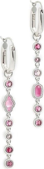 Kendra Scott Mini Elisa Abbie Huggie Women's Earrings Earring Silver Pink Mix, Brass