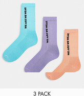 Thumbnail for your product : We Are We Wear cotton blend branded ankle socks with terry sole in multi - MULTI