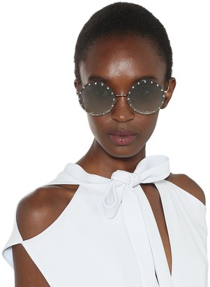 Valentino Embellished round sunglasses - ShopStyle