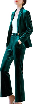 LISUEYNE Women's Business Blazer Pant Suit Set for Work Velvet Long Sleeves  Suits : Clothing, Shoes & Jewelry 