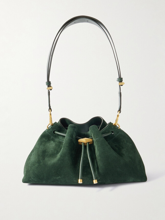 Jimmy Choo Cinch Medium Leather-trimmed Suede Shoulder Bag - Green
