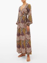 Thumbnail for your product : The Upside Kate Poppy Clash-print Canvas Wrap Dress - Green Multi