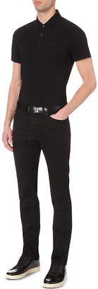 BOSS Slim-fit cotton-pique polo shirt, Mens, Size: Large, Black