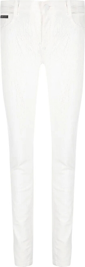 Crackle-Textured Denim Leggings
