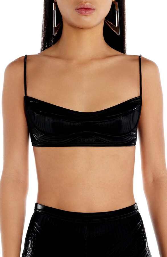 Thierry Mugler Glossy Embossed Bonded Jersey Bralette - ShopStyle Bras
