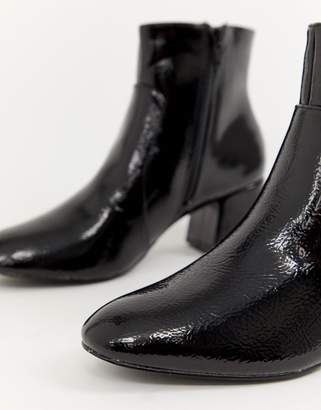 Oasis heeled ankle boots in black patent