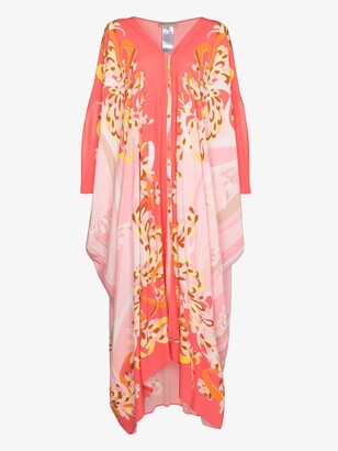 Emilio Pucci Orange Lilly Print Kaftan Dress
