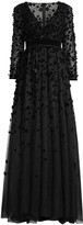 Thumbnail for your product : Mac Duggal Velvet Floral Appliqué Sequin A-Line Gown