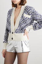 Thumbnail for your product : Saint Laurent Jacquard-knit Wool Cardigan - White