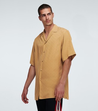 Gucci GG geometric print silk bowling shirt