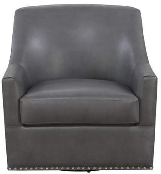 Emerald Home Patricia Silver Gray Recliner with Faux Leather Upholstery, Nailhead Trim, And Swivel Base