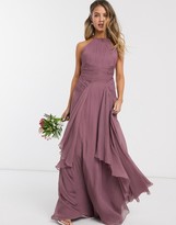 Thumbnail for your product : ASOS DESIGN Bridesmaid pinny maxi dress with ruched bodice and layered skirt detail
