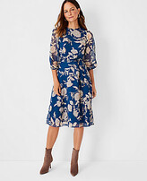 Thumbnail for your product : Ann Taylor Baroque Floral Belted Flare Dress