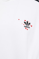 Thumbnail for your product : adidas Embroidered Striped Cotton-blend Jersey Hoodie
