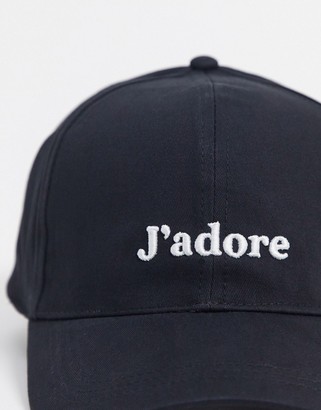 ASOS DESIGN baseball cap with J'adore logo in black