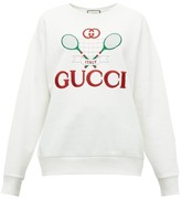 Thumbnail for your product : Gucci Tennis Logo-embroidered Cotton-jersey Sweatshirt - Ivory Multi