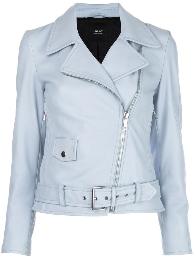 baby blue faux leather jacket