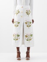 Rose-embroidered Cotton-blend Boucl? 