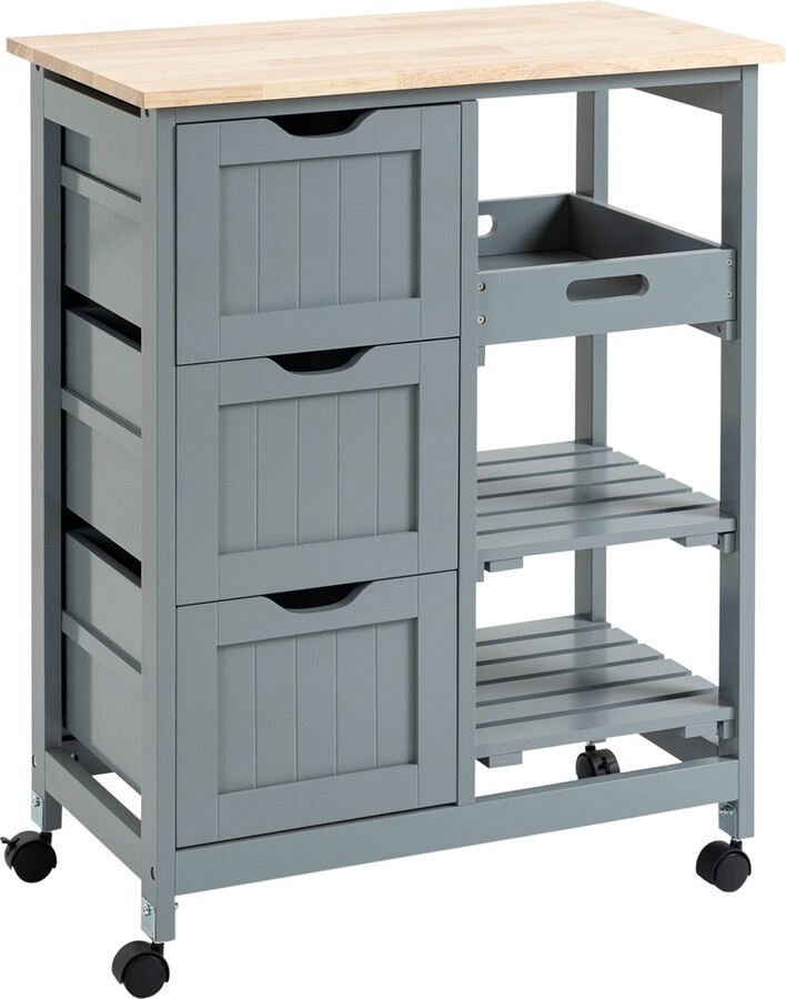Rolling Kitchen Island Cart, Bar Serving Cart, Compact Trolley