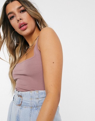 ASOS DESIGN vest with sexy square neck in mink
