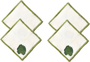 Coton Colors by Laura Johnson Palm Cocktail 4 Piece Linen Napkins Set