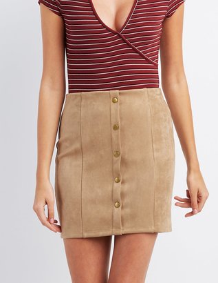 Charlotte Russe Faux Suede Button-Up Skirt