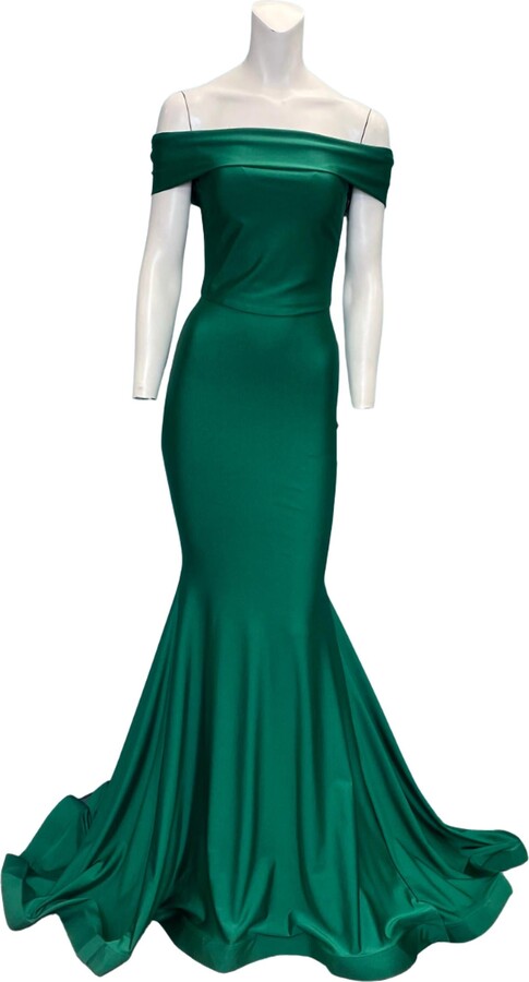 Issue New York Classic Off The Shoulder Evening Gown In Green