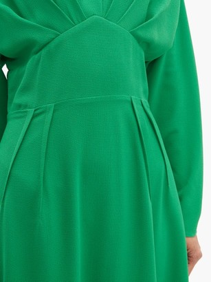 Emilia Wickstead Autumn Pleated High-neck Crepe Midi Dress - Green