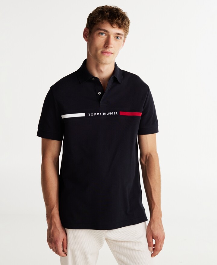 Tommy Hilfiger Men's Big & Tall Short Sleeve Embroidered Chest Stripe Polo Shirt