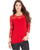 Thumbnail for your product : Joseph A Lace-Trim Illusion Sweater