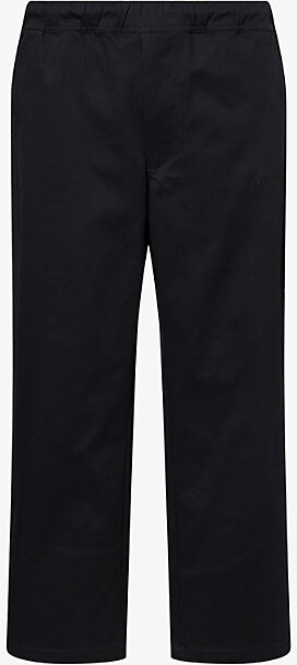 A Bathing Ape Mens Black Bape Easy Wide-Leg Cotton-Poplin Trousers S