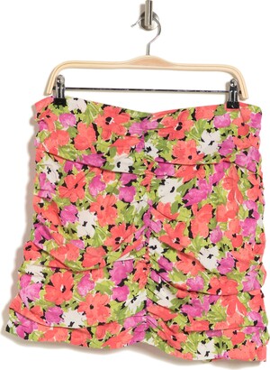 Lulus Match The Season Floral Ruched Miniskirt