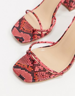 Simmi Shoes Simmi London Exclusive Polly ankle tie heeled sandals in pink snake