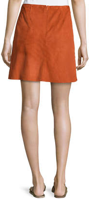 Theory Irenah Metises Suede Mini Skirt, Orange