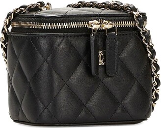 Chanel Pre Owned Mini Diamond-Quilted Logo Vanity Shoulder Bag