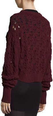 Public School Seed-Stitched Cable-Knit Pullover Sweater, Burgundy