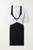 Thumbnail for your product : alexanderwang.t Layered Appliquéd Stretch-jersey And Ruched Cotton Mini Dress - Black