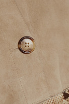 Thumbnail for your product : Michael Kors Collection Belted Snake Effect-Trimmed Suede Coat