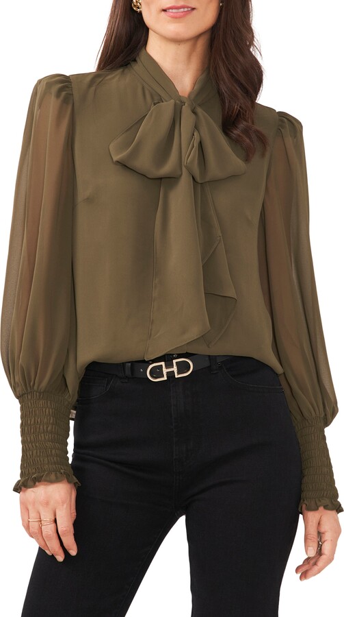 vince camuto tie neck blouse