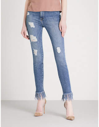 Good American Good Waist frayed-hem skinny high-rise jeans