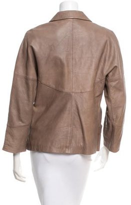 Vince Leather Notch-Lapel Jacket