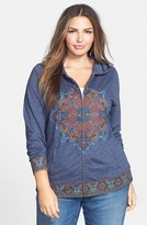 Thumbnail for your product : Lucky Brand 'Medallion' Front Zip Hoodie (Plus Size)