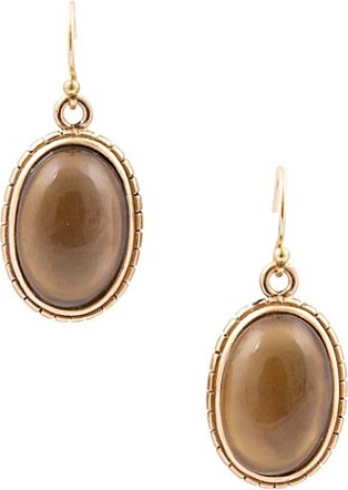 Barse Brown Smoky Quartz Shimmer Golden Drop Earrings