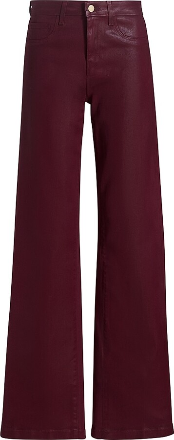 L'Agence Women's Clayton High-Rise Wide-Leg Jeans - Dark Port Coated - Size 26