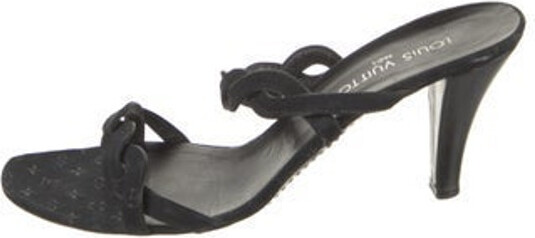 Louis Vuitton Black Monogram Satin Braided Slide Sandals Size 39.5 Louis  Vuitton