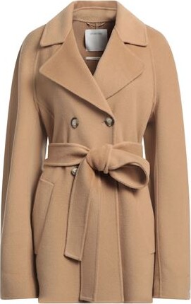 Sportmax Camel-Coloured Double-Breasted Jacket - ShopStyle Coats