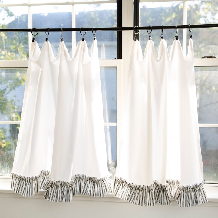 Cafe Curtains Black Ticking Stripe Farmhouse | Kitchen
