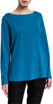 Thumbnail for your product : Eileen Fisher Organic Cotton Jersey Bateau-Neck Long-Sleeve T-Shirt