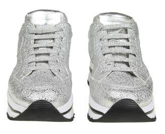 Voile Blanche margot" Sneakers In Silver Laminated Leather