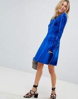 Thumbnail for your product : ASOS Design Velvet Scoop Back Skater Dress With Frill Cuffs